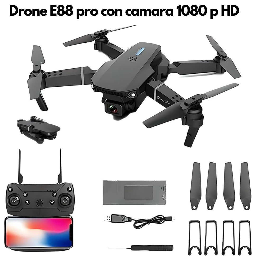 Drone E88 pro con camara 1080p Full HD